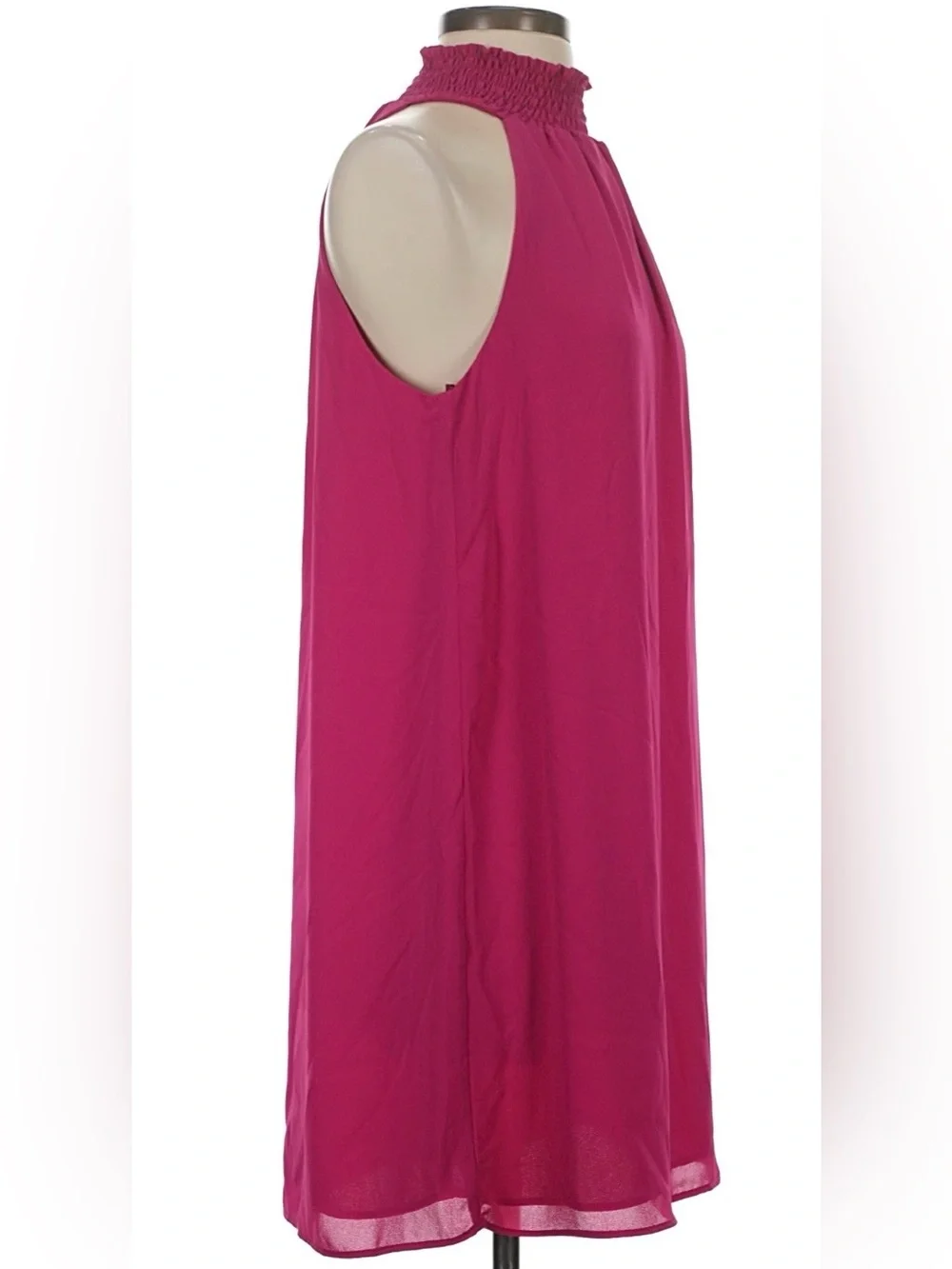 Krisa smocked turtleneck shift Dress in Bright Fuchsia small from Revolve